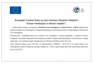 Rozbudowa sieci wodociągowej w Gminie Iwkowa – Etap II