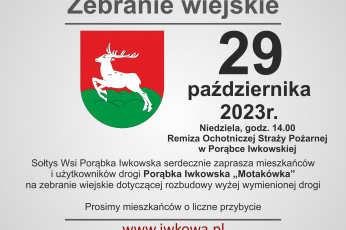 Zebranie wiejskie dla mieszkańców Porąbki Iwkowskiej