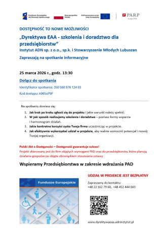 „Dyrektywa EAA – szkolenia i doradztwo dla przedsiębiorstw”. Dostępność dla Twojej Firmy