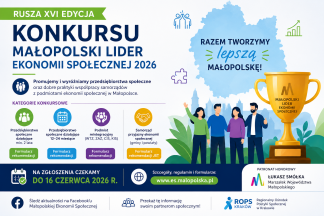 Rusza XVI edycja Konkursu „Małopolski Lider Ekonomii Społecznej” 2026