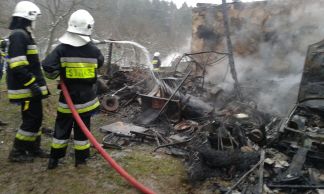 Pożar budynku gospodarczego w Połomiu Małym 28.12.2014