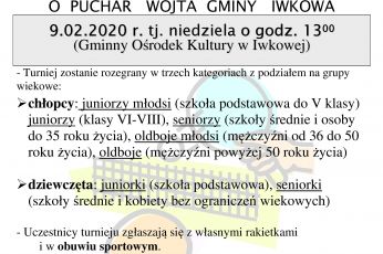 XXII GMINNY TURNIEJ TENISA STOŁOWEGO O PUCHAR WÓJTA GMINY IWKOWA